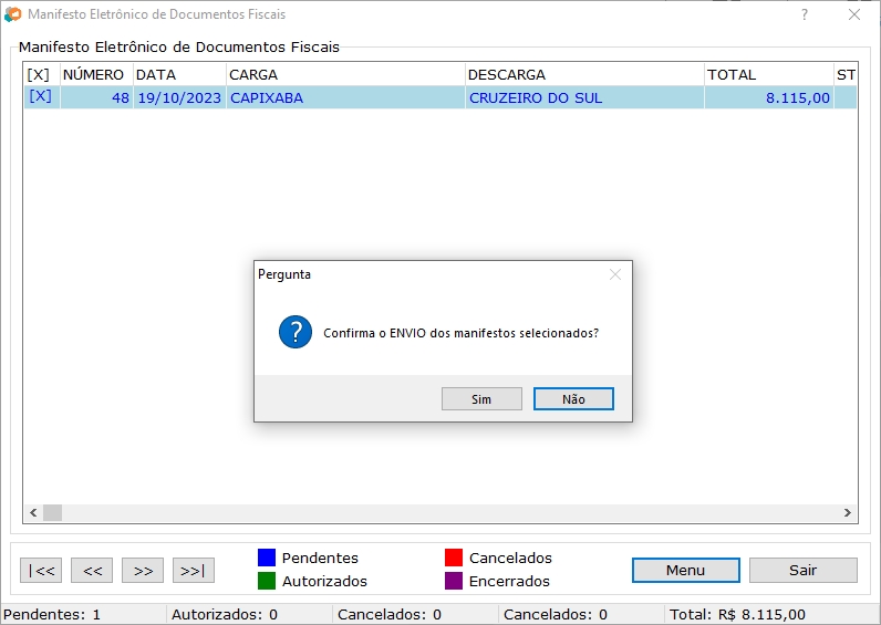 Confirmar Transmissão