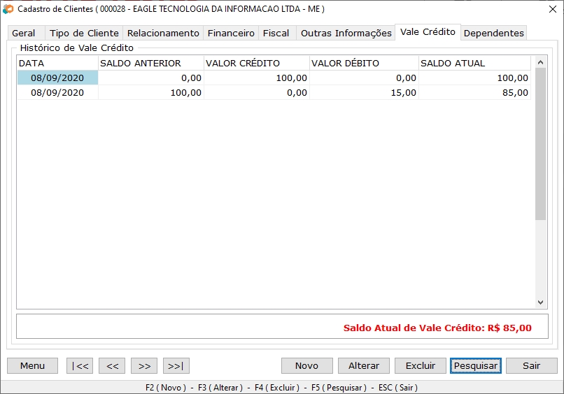 Vale Crédito do Cliente