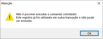 Validação ao tentar excluir Terminal