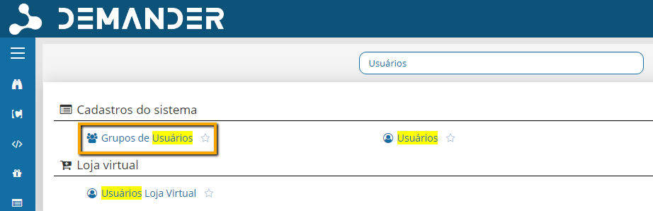 Acesso aos grupos de usuário