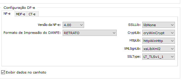 Configurações NFe