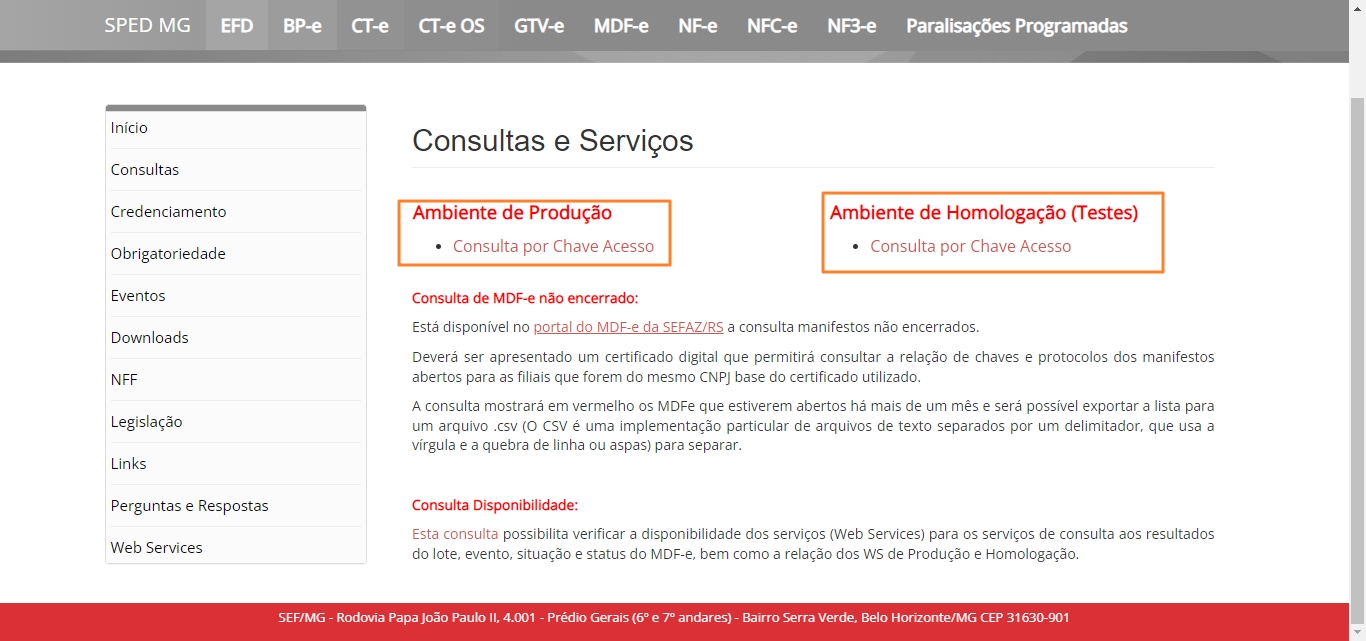 Consultas e Serviços - SEFAZ