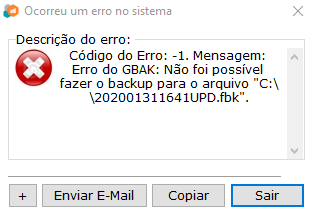 Falha ao atualizar o Eagle Gestão